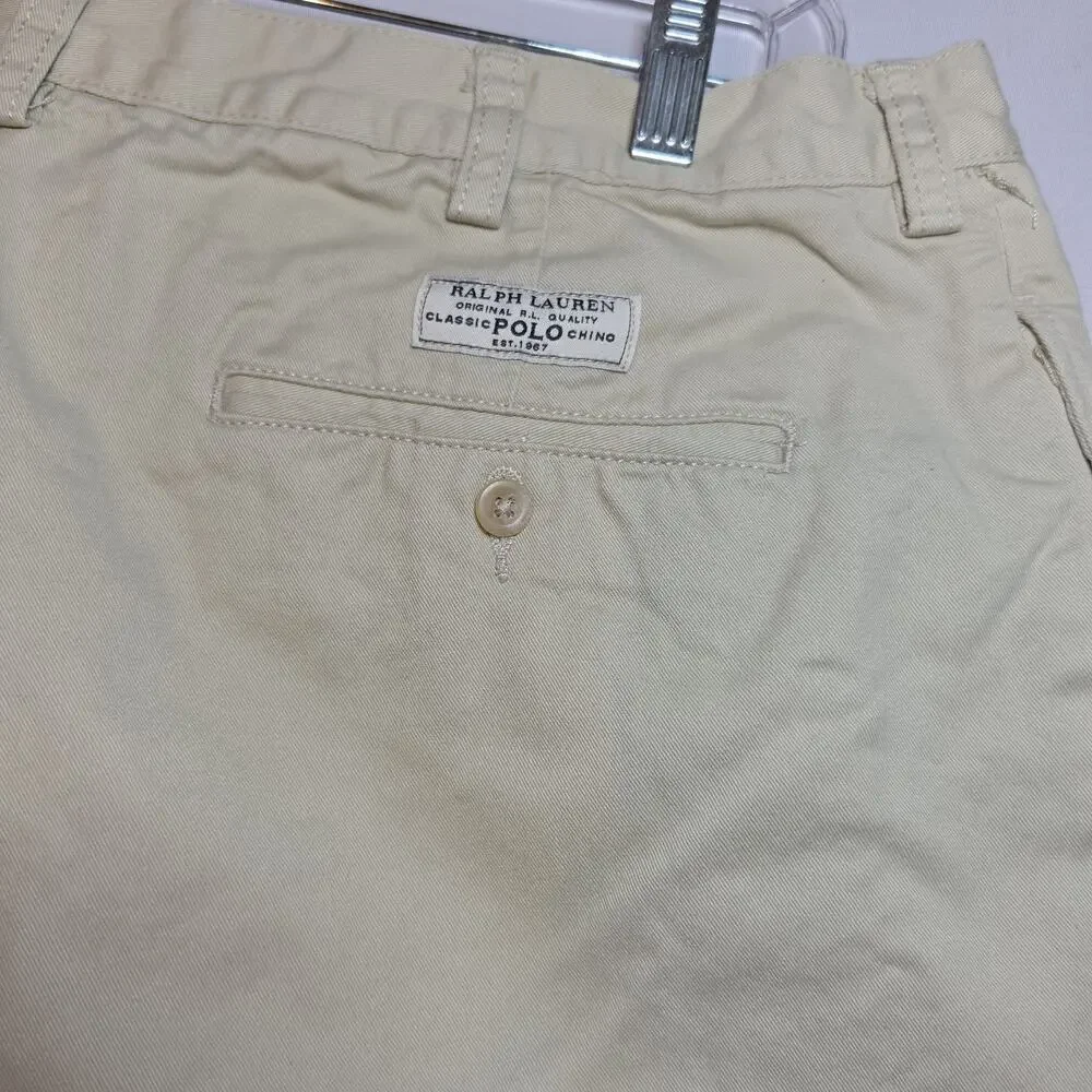 Vtg Polo Ralph Lauren Tyler Shorts Mens 38 Khaki Beige Chino Pleated Preppy Y2K